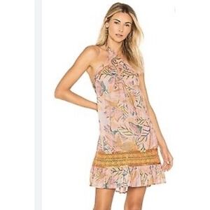Lovewave Sumantran Revolve Floral Mini Dress Swim Coverup Pink Orange Size Small